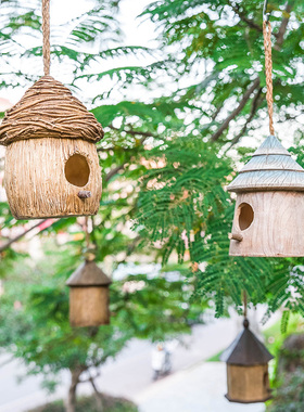 户外庭院树脂创意仿真鸟s屋鸟窝别墅花园阳台园艺景观装饰挂件防