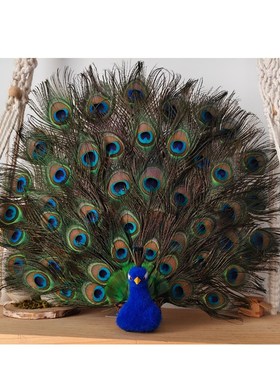 仿真羽毛手工开屏孔雀客厅卧室装饰G摆件影视场景摆放道具模型