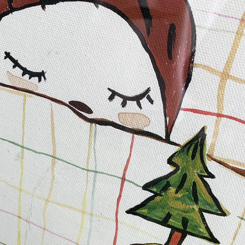 奈良美智卧室书房挂画可爱卡通儿童房客厅壁画日式实W木相框装饰