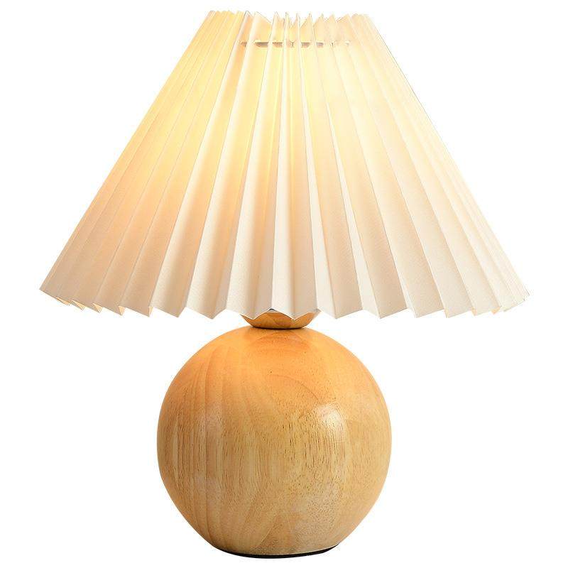台灯百褶复古实木卧室书房夜灯温馨浪漫桌面装饰氛围感床头灯,家装灯饰光源,装饰台灯,淘宝优惠券,粉丝福利购,淘宝优惠卷