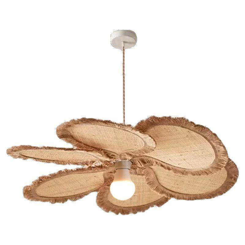 侘寂风客厅卧室灯民宿茶室禅意餐厅创意编织花瓣装饰藤编吊灯,家装灯饰光源,智能吊灯,淘宝优惠券,粉丝福利购,淘宝优惠卷