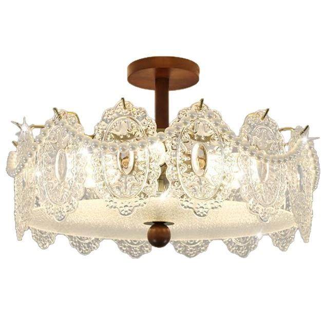 法式轻奢卧室护眼灯中古风客厅高级感胡桃木色珍珠玻璃书房间灯具,家装灯饰光源,客厅吸顶灯,淘宝优惠券,粉丝福利购,淘宝优惠卷