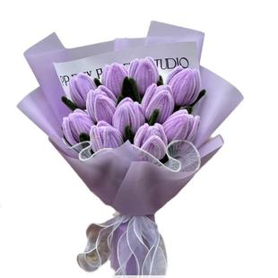 成品郁金香花束扭扭棒手工制作仿真花束摆摊插花