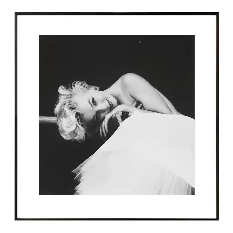 赫本梦露白摄影人物饰画现代轻奢B211客形厅经典方挂画复古黑艺装