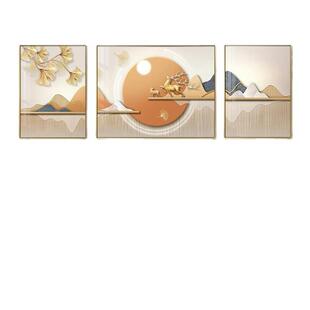 现代轻奢客厅装饰画沙发背景墙挂画晶瓷画三联画壁画简约大气墙画