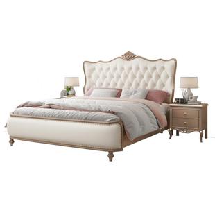 美式 实木床现代简约1.8m主卧轻奢公主床1.5m储物收纳床软靠双人床