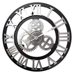 圆形齿轮挂钟美式 钟表 复古罗马挂钟客厅创意墙钟个性