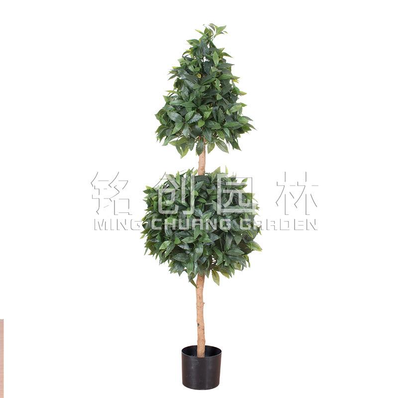 家居装饰植物仿真球型月桂树盘栽室内橱窗摆件双层球形假月桂树