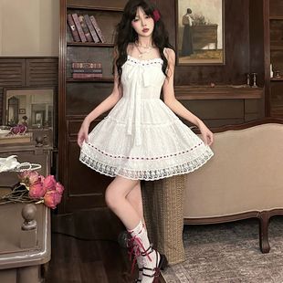 香港专柜正品 甜美少女蝴蝶结设计白色蕾丝镂空设计 2025新款 夏季