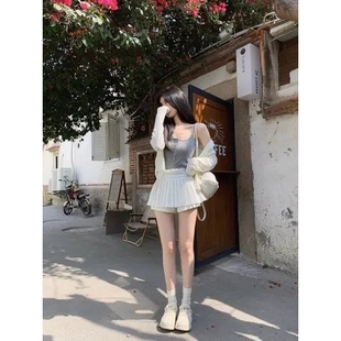 短 商场同款 JK制服衬衫 半身裙连衣裙子百褶裙女春秋冬两件套装