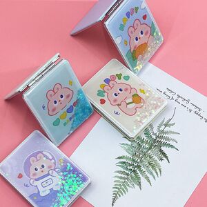 新款流沙双面化妆镜软萌