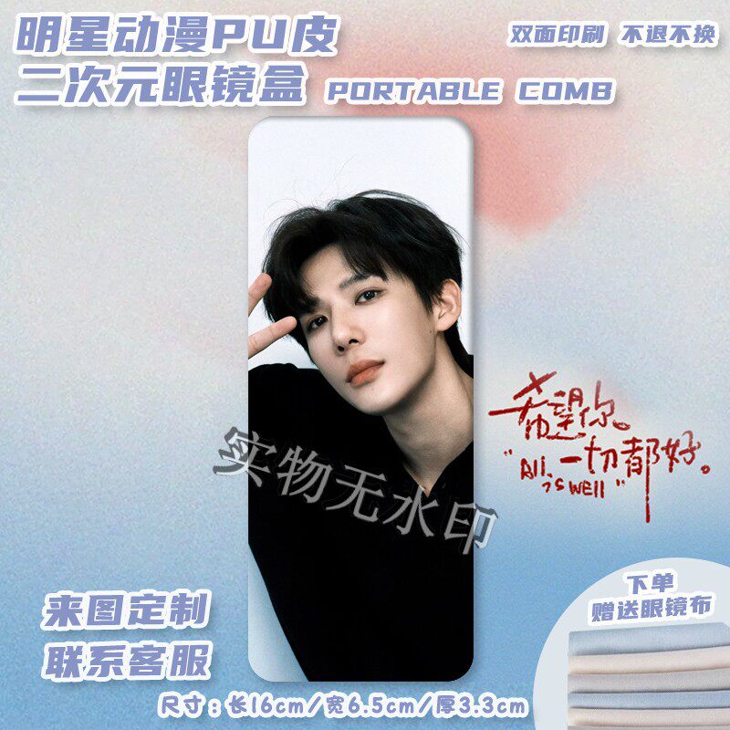王安宇明星周边pu印图眼镜盒便携