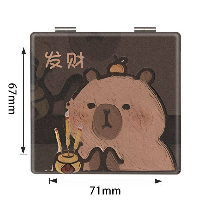 小镜子随身化妆镜家用手持折叠可爱台式女生便携旅行携带办公卡套