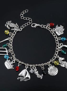 动漫周边海洋奇缘莫阿娜Moana手链老鹰鱼钩海螺帆船合金组合手链