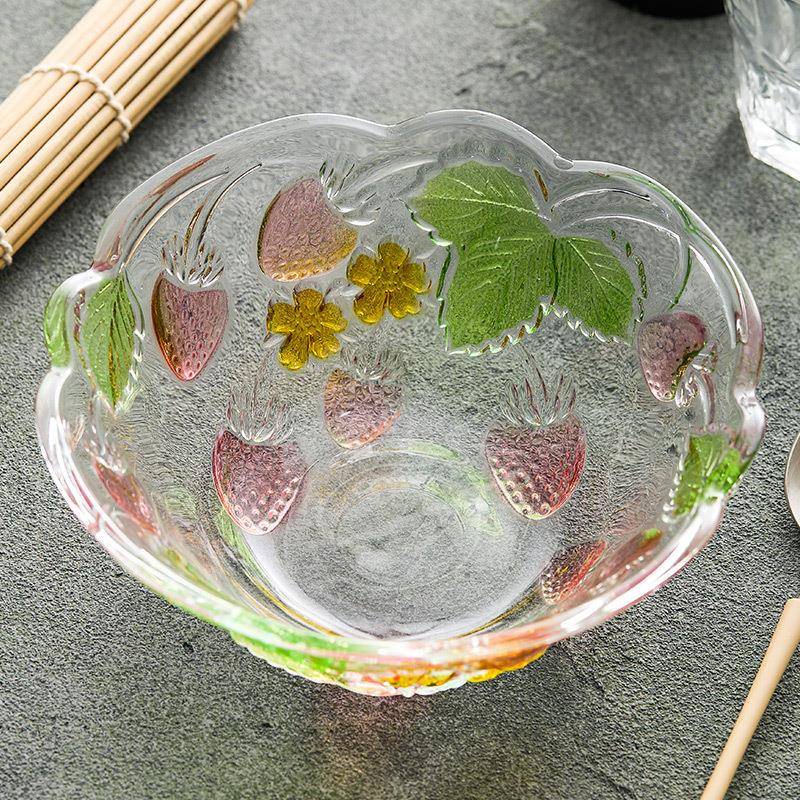 浮雕玻璃花瓣碗酸奶碗家用2025新款创意水果碗沙拉碗高颜值早餐碗