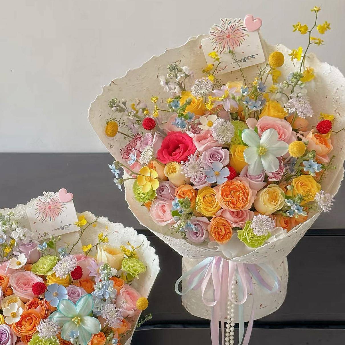 新款七夕情人节抱抱熊生日礼物香皂花抱抱桶玩偶花束送女朋友闺蜜