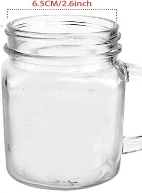 把手梅森杯大容量玻璃杯透明带盖玻璃吸管杯冷萃杯 Maon Mug