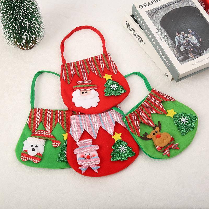 新款圣诞苹果礼物袋 圣诞节儿童礼品糖果袋 卡通圣诞老人苹果袋