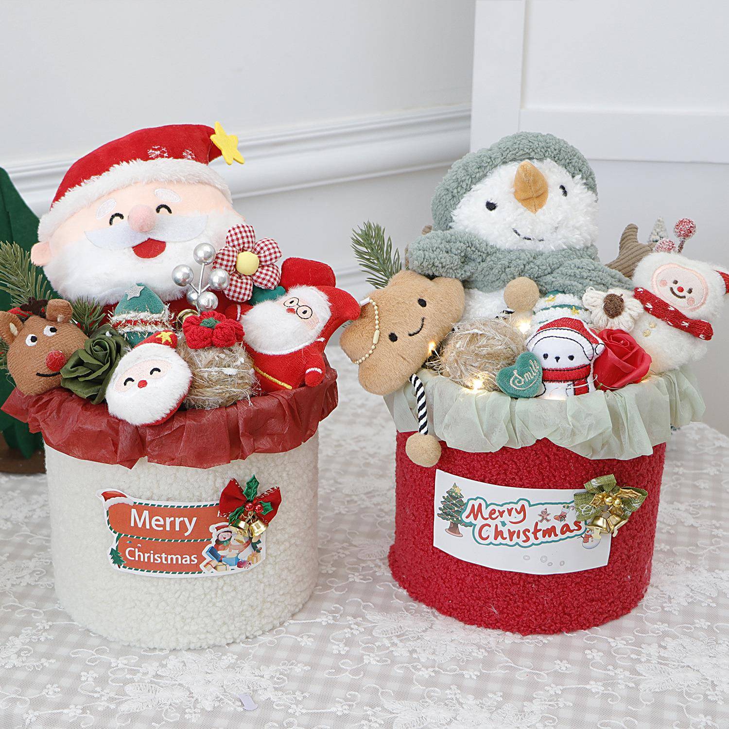 跨境圣诞老人玩偶公仔花束抱抱桶生日礼物送女生闺蜜圣诞节礼品