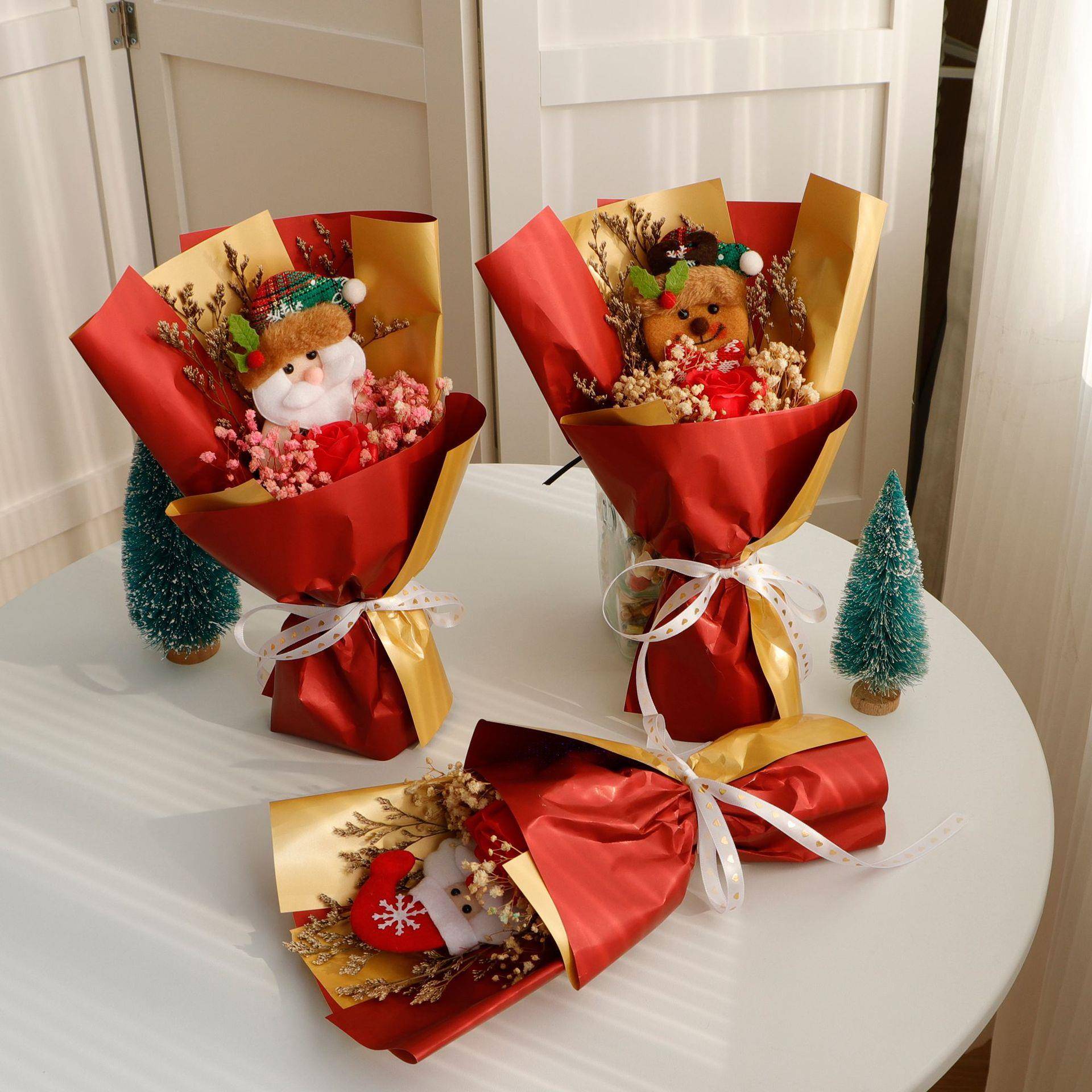 小花束平安夜圣诞节干花花束伴手礼袋摆地摊礼物装饰品送朋友闺蜜