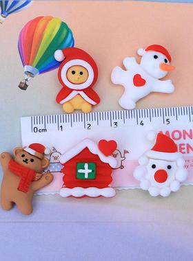 外贸圣诞节款发绳发夹鞋扣饰品材料创意树脂配件圣诞老人