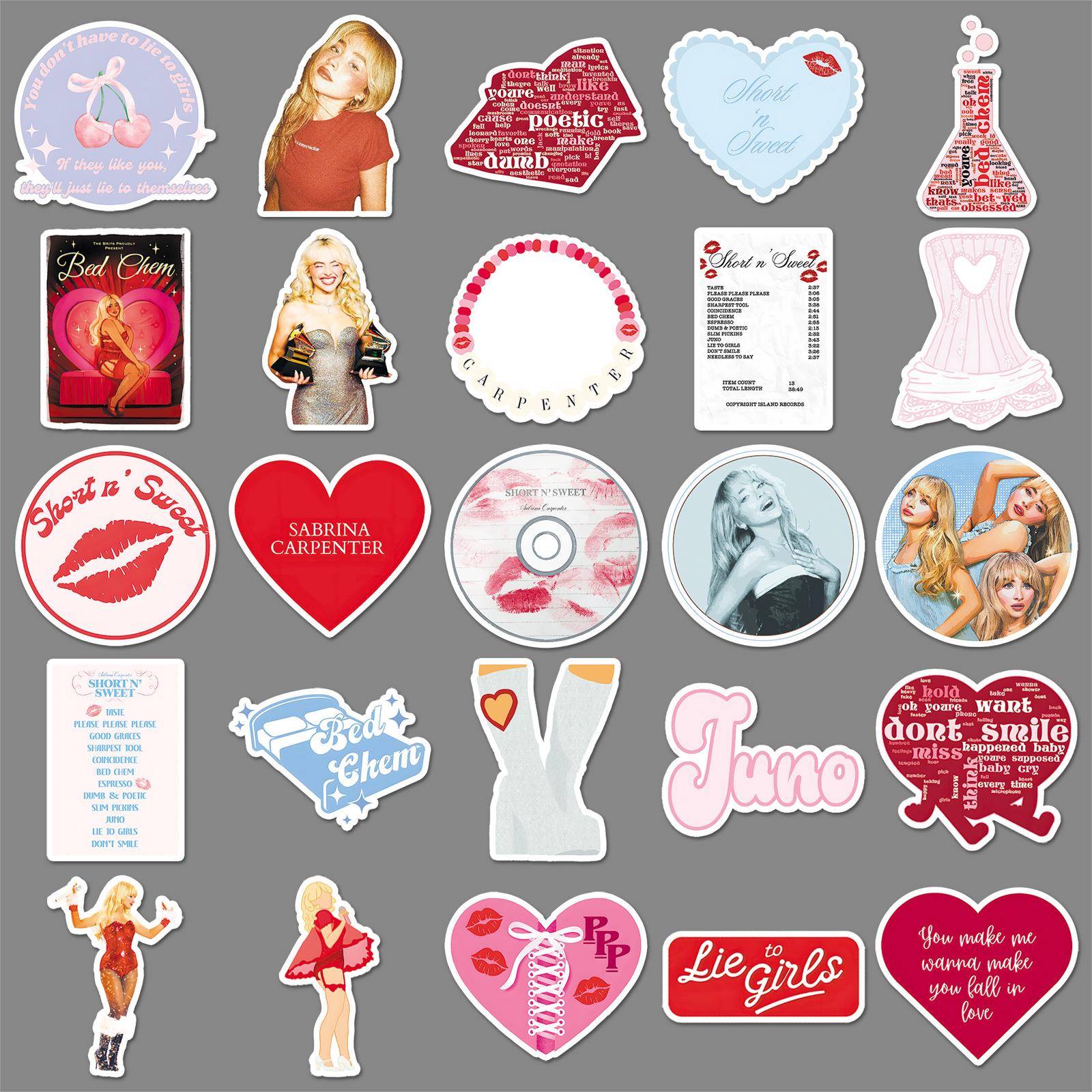 50张匠妹涂鸦贴纸明星Sabrina Carpenter装饰水杯手机壳汽车贴纸