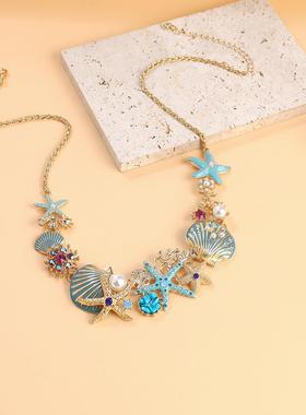 欧美时尚沙滩风海星贝壳手串手链休闲项链波西米亚海星珍珠项链