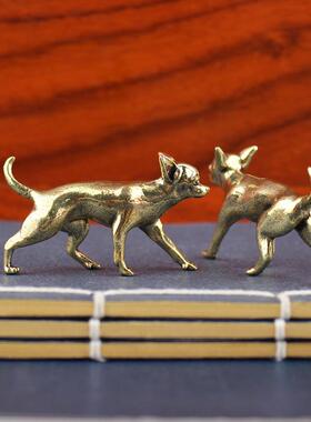 鼎铜动物黄铜摆件无毛犬小狗玄关茶几摆设装饰无毛犬动物桌面摆件