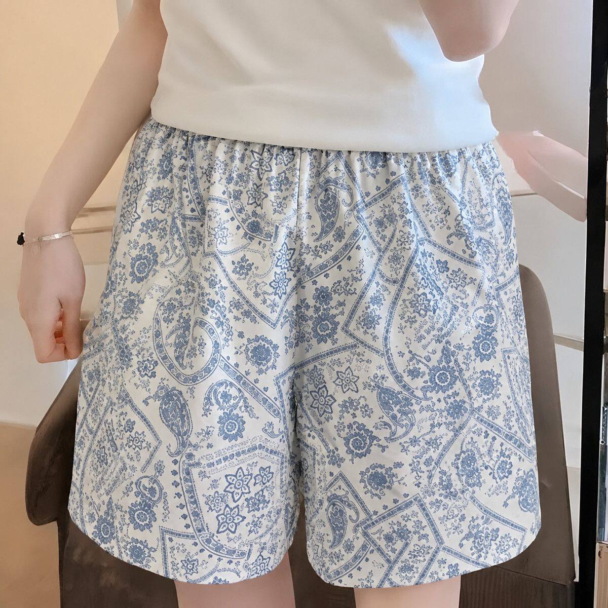 夏季薄款印花显瘦松紧腰女睡短裤