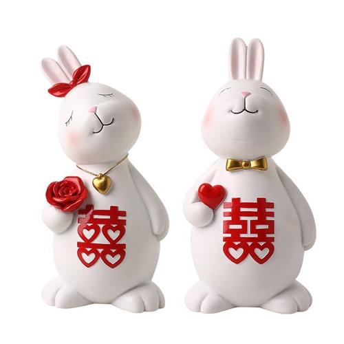 贝汉美订婚情侣兔子摆件新婚家居实用装饰礼品送闺蜜新人结婚礼物