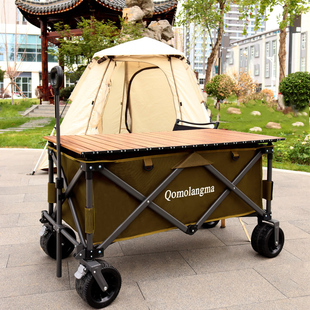 珠穆朗玛营地车露营车手推车户A外折叠推车聚拢款地摊小推车顶篷