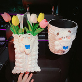 车载纸巾盒卡通可爱创意挂式 饰品女 垃圾桶G抽纸盒二合一车内装