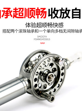 V槽中通改装g轮加长把手中通轮渔轮金属轮V型槽鱼线轮中通竿轮子