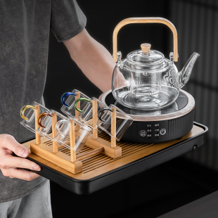 蒸煮泡茶烧水壶家用养生壶S煮茶炉玻璃煮茶 黑晶炉煮茶器2023新款