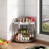 不锈钢厨房转角置物架油盐酱醋三角D架调味料用品墙角落地收纳刀