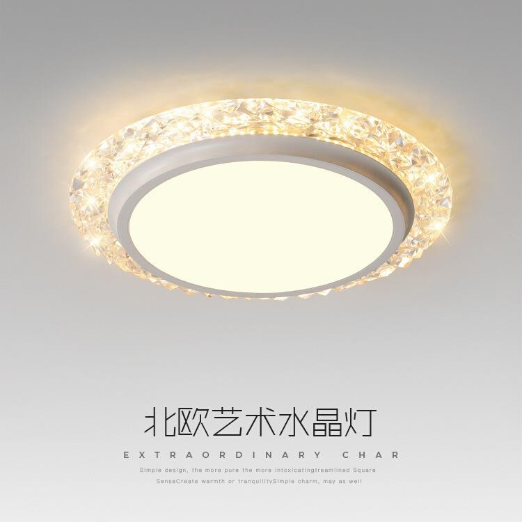 卧室灯新款轻奢现代水晶圆形家用led吸顶灯创意简约现代中山灯具