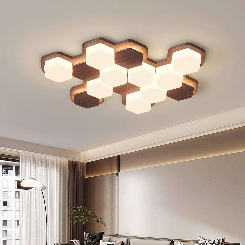 胡桃木色客厅大厅主灯创意几何新款吸顶灯家用卧室灯中山家装灯饰,电子元器件市场,其它元器件,淘宝优惠券,粉丝福利购,淘宝优惠卷