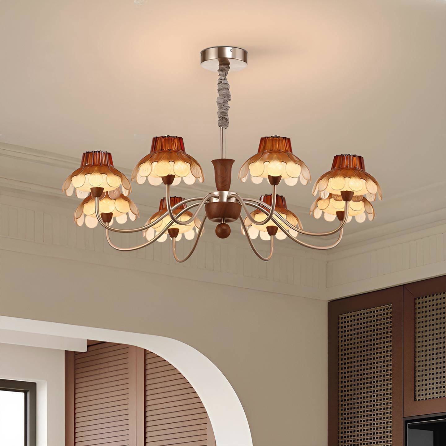 法式中古美拉德色系吊灯胡桃木美式餐厅客厅大厅吊灯复古卧室吊灯