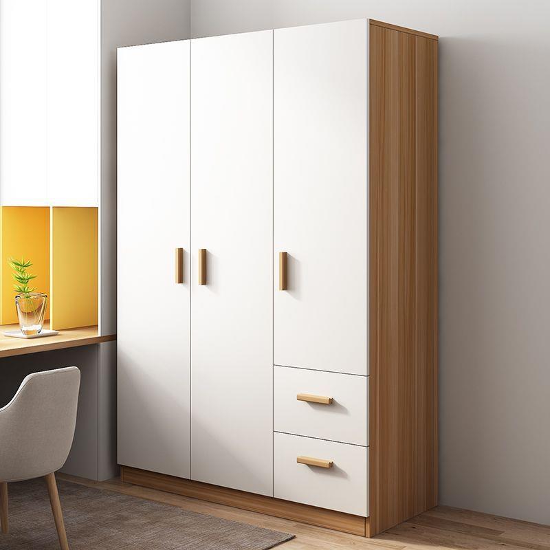 实木衣柜家用卧室简易组装出租屋衣橱简约现代小户型推拉门收纳柜