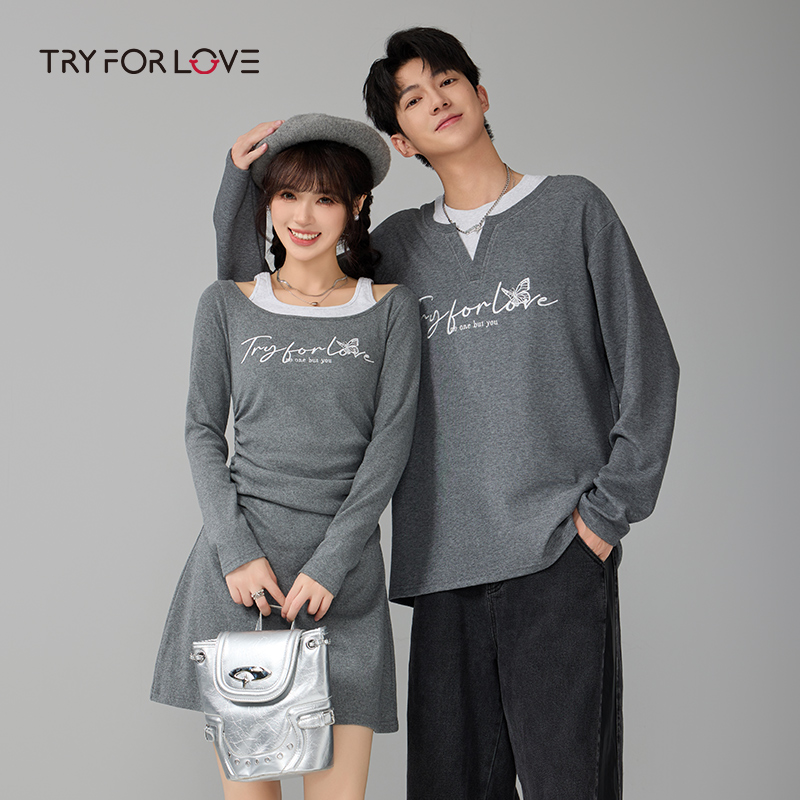 tryforlove【两件装】情侣装2025素境时光春秋季新款一衣一裙女