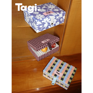 批发Tagi.首饰枕头提花首饰盒软软面料大容量双层收纳盒