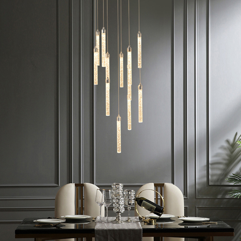 水晶吊灯多头复式楼梯灯酒店大堂沙盘用灯吊灯轻奢智能吊灯批发