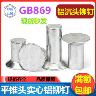 M6M8M10铝沉头铆钉平锥头实心铝铆钉交通标志牌沉头GB869