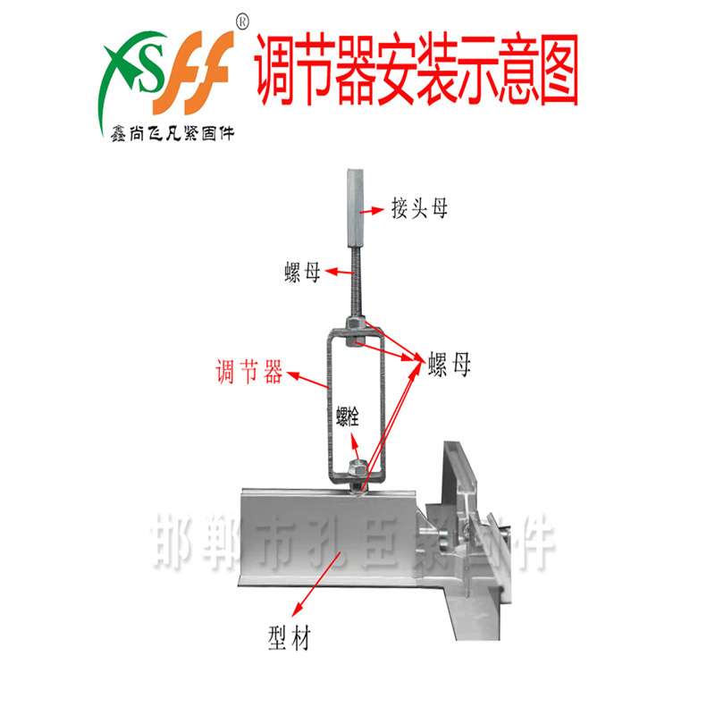 不锈钢无尘净化室吊顶用方形调节器C型钢挂钩丝杆吊框连接配件