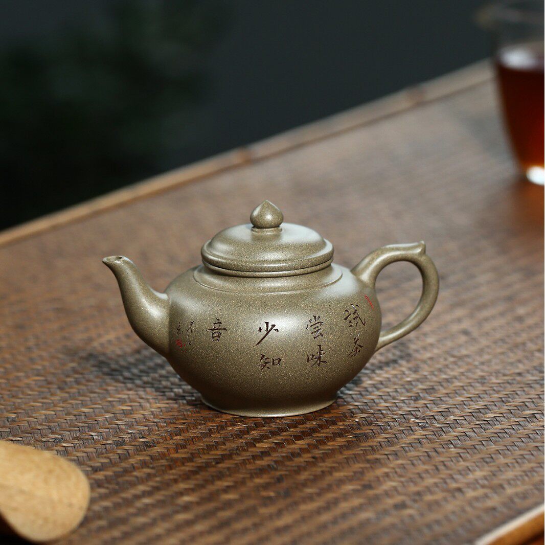 宜兴手工名家紫砂壶蟹壳高温青段泥笑樱壶家用茶壶茶具原矿青段泥