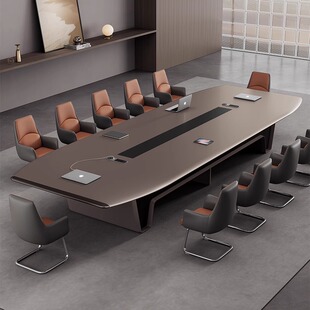 高端大中型会议桌长桌简约现代轻奢洽谈接待桌会议室办公桌椅组合