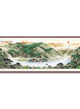 富水长流》客装画沙发厅背景壁画大幅GH2424山水国《画新中式办公