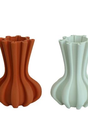 3D打印款陶瓷花瓶创板意扁插花装房饰品SDO摆件样售楼部干花工瓶