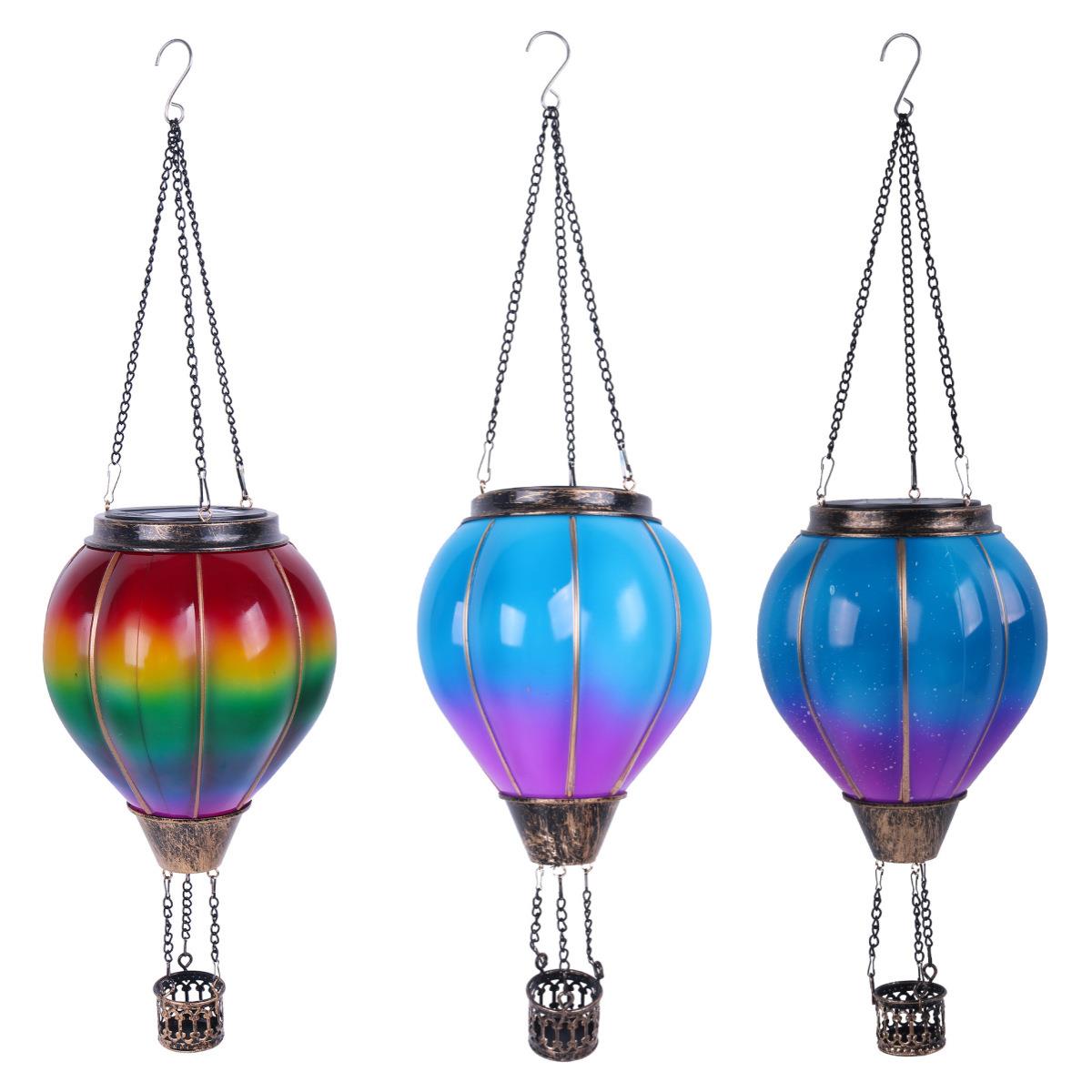 庭院太阳能热气球HotAirBalloonSolarLantern装饰灯粉色裂纹
