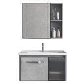 轻瓷奢浴室柜组太空铝一陶盆岩板家用阳台洗漱台洗手543池合卫体